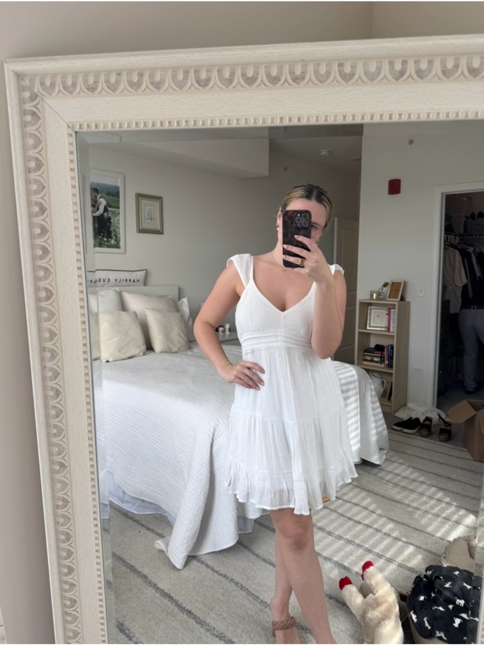 White Ruffled Strap Sundress